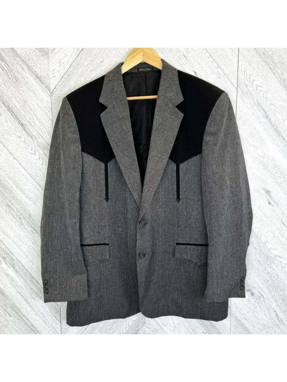 Circle S Western Yoke Blazer Mens Size 48R Gray Black Cowboy Ranch Rodeo Jacket